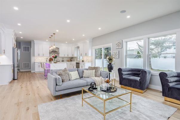 Interior, Kitchen, Living room, Pendant Lights, Recessed Lighting, Wood Texture Flooring