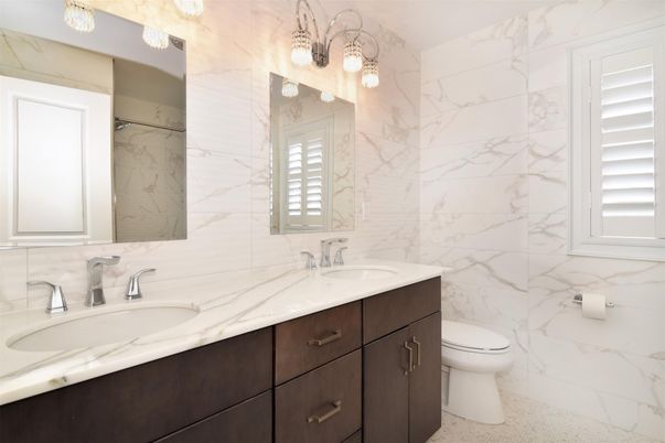 Bathroom, Dual Sink Vanities, Interior, Marble Walls