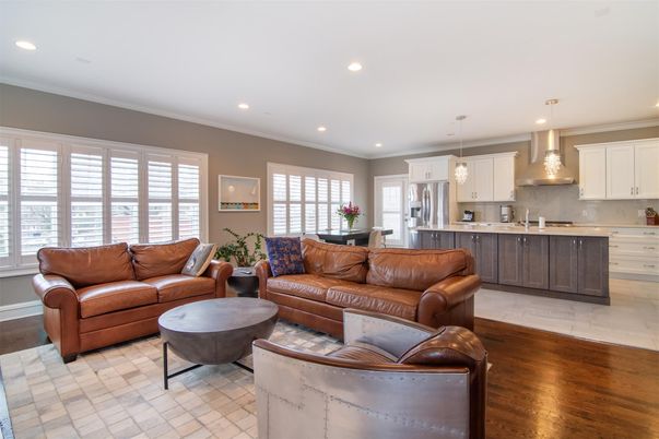 Interior, Kitchen, Living room, Pendant Lights, Recessed Lighting, Stainless Steel Appliances, Wood Texture Flooring
