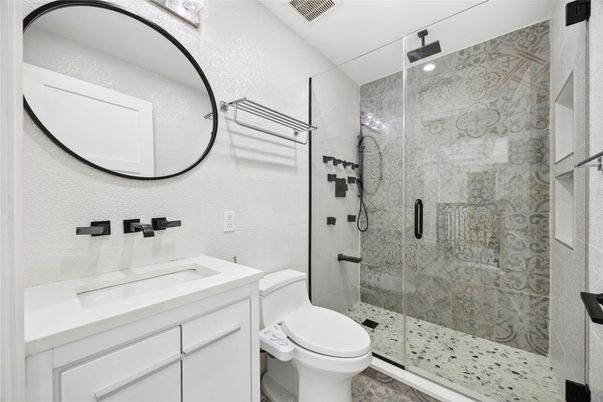 Bathroom, Glass Shower, Interior, Marble Walls