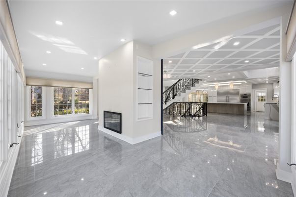 Fireplace, Interior, Marble, Recessed Lighting