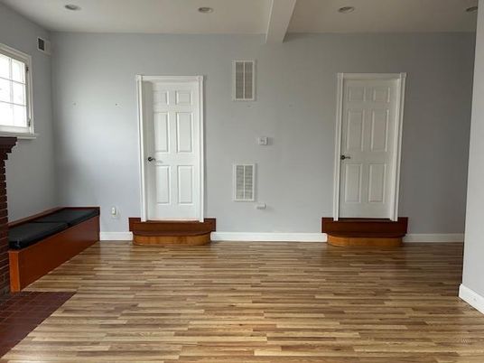 Fireplace, Interior, Recessed Lighting, Wood Texture Flooring
