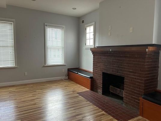 Fireplace, Interior, Recessed Lighting, Wood Texture Flooring