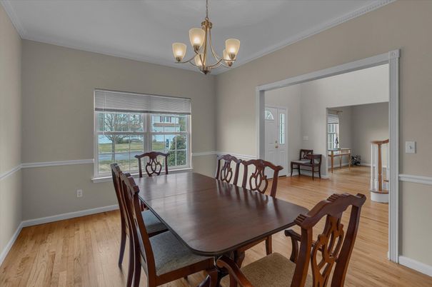 Chandelier, Dining room, Interior, Wood Texture Flooring