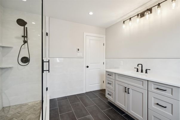 Bathroom, Dual Sink Vanities, Glass Shower, Interior, Recessed Lighting