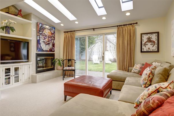 Fireplace, Interior, Living room, Recessed Lighting