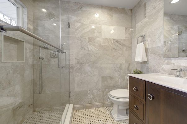 Bathroom, Glass Shower, Interior, Recessed Lighting
