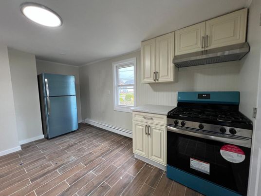 Interior, Kitchen, Stainless Steel Appliances, Wood Texture Flooring