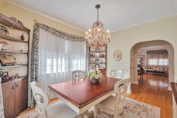 Chandelier, Dining room, Interior, Wood Texture Flooring