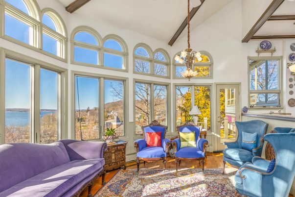 Chandelier, Interior, Living room, Sun Room, Water, Wooden Beams, Wood Texture Flooring