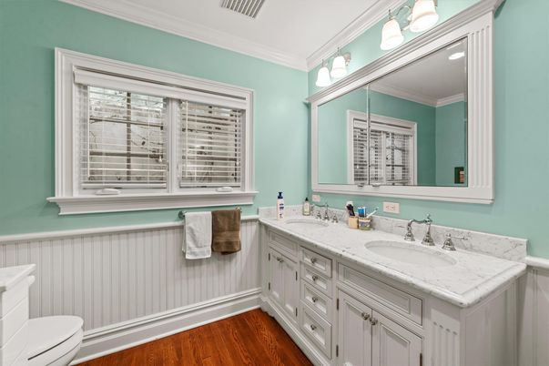 Bathroom, Dual Sink Vanities, Interior, Wood Texture Flooring