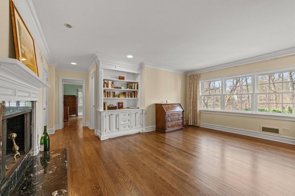 Fireplace, Interior, Recessed Lighting, Wood Texture Flooring
