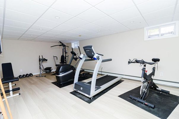 Fitness Equipment, Interior, Recessed Lighting, Wood Texture Flooring