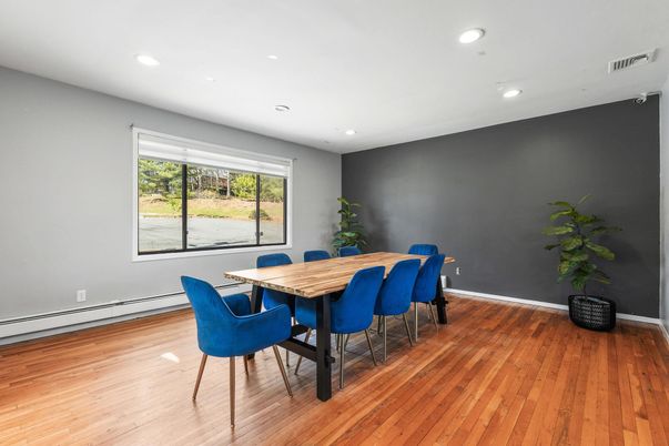 Dining room, Interior, Recessed Lighting, Wood Texture Flooring