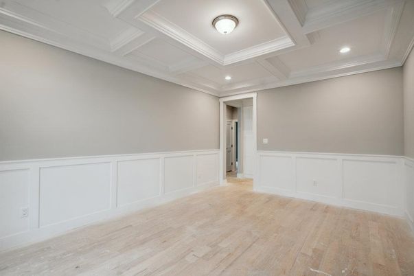 Empty room, Interior, Recessed Lighting, Wood Texture Flooring