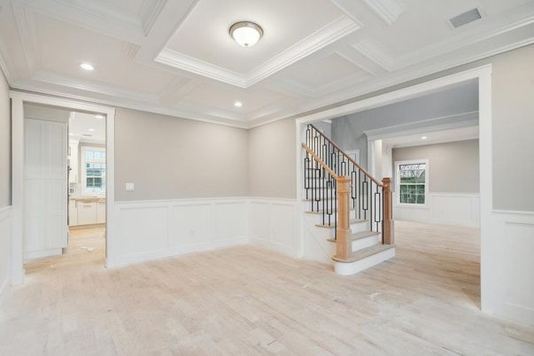 Empty room, Interior, Recessed Lighting, Wood Texture Flooring