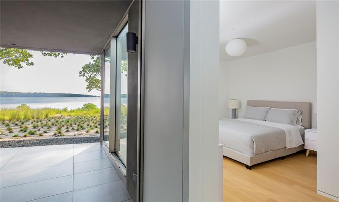 Bedroom, Interior, Pendant Lights, Wood Texture Flooring
