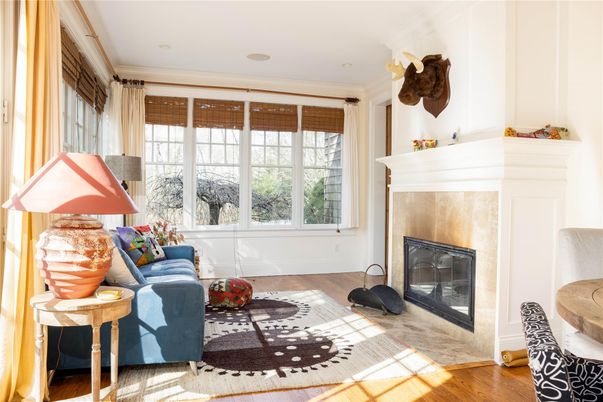 Fireplace, Interior, Recessed Lighting, Wood Texture Flooring