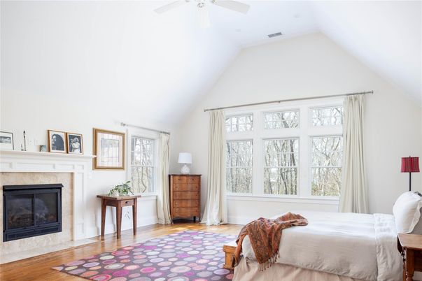 Bedroom, Fireplace, Interior, Wood Texture Flooring