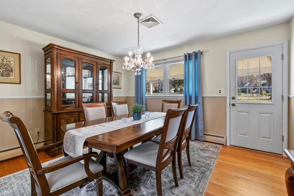 Chandelier, Dining room, Interior, Wood Texture Flooring