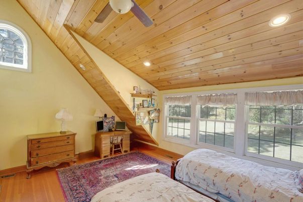 Bedroom, Interior, Recessed Lighting, Wooden Ceilings, Wood Texture Flooring