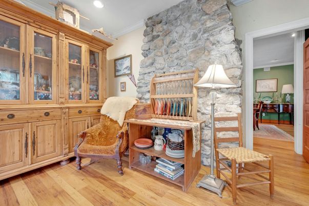 Interior, Recessed Lighting, Stone Walls, Wood Texture Flooring