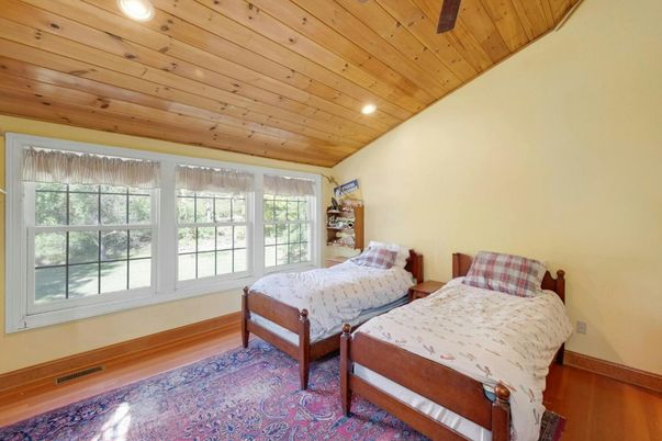 Bedroom, Interior, Recessed Lighting, Wooden Ceilings, Wood Texture Flooring