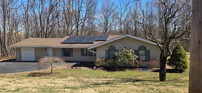 Attached, Exterior, Facade, Solar Panels, Ranch