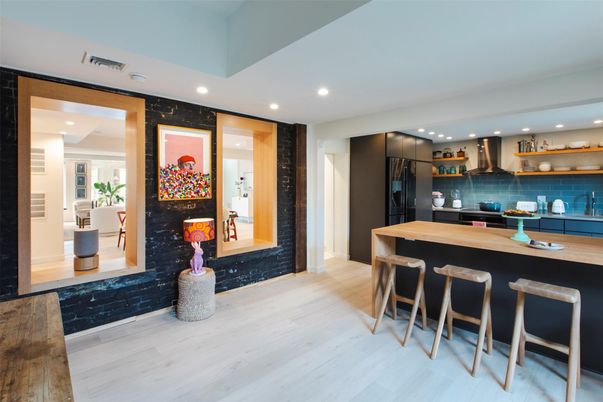 Interior, Kitchen, Recessed Lighting, Wood Texture Flooring