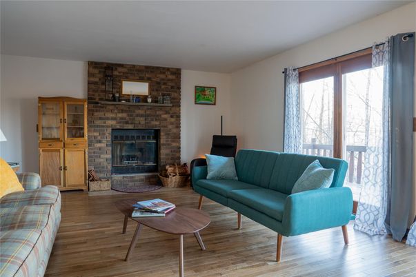 Fireplace, Interior, Living room, Stone Walls, Wood Texture Flooring