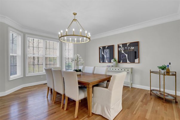 Chandelier, Dining room, Interior, Pendant Lights, Wood Texture Flooring