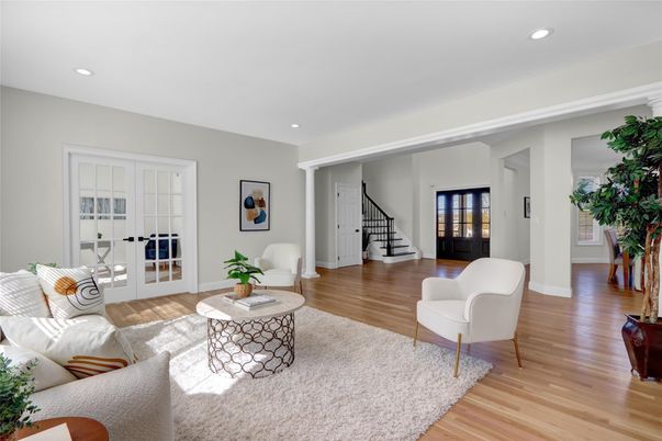 Interior, Living room, Recessed Lighting, Wood Texture Flooring