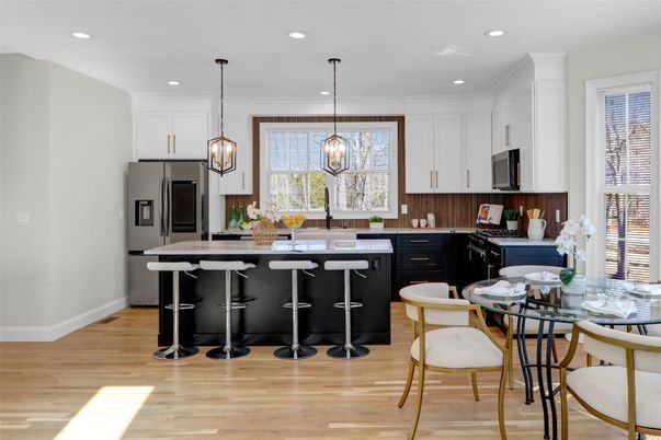 Interior, Kitchen, Pendant Lights, Recessed Lighting, Wood Texture Flooring