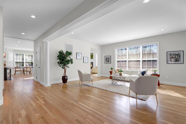 Dining room, Interior, Kitchen, Living room, Pendant Lights, Recessed Lighting, Wood Texture Flooring