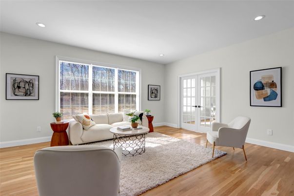 Interior, Living room, Recessed Lighting, Wood Texture Flooring