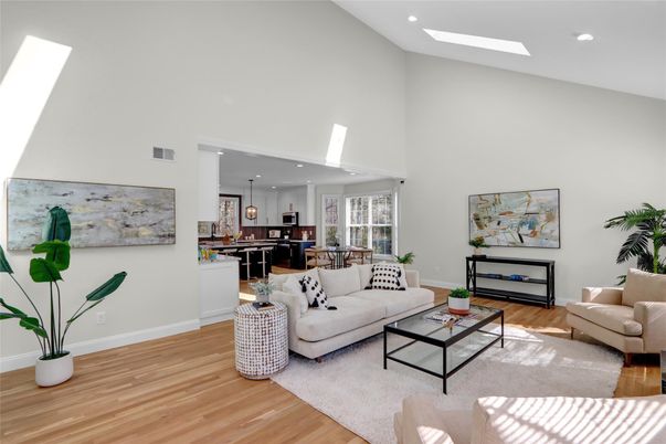 Dining room, Interior, Kitchen, Living room, Pendant Lights, Recessed Lighting, Wood Texture Flooring