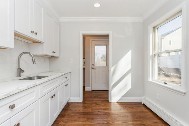 Interior, Kitchen, Recessed Lighting, Wood Texture Flooring