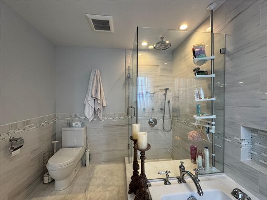 Bathroom, Glass Shower, Interior, Recessed Lighting