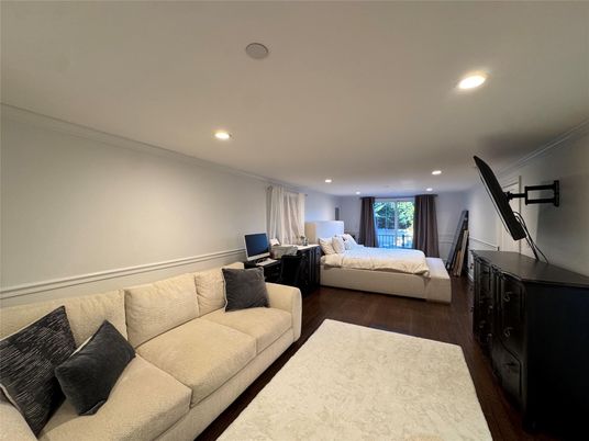 Bedroom, Home Office, Interior, Recessed Lighting, Wood Texture Flooring