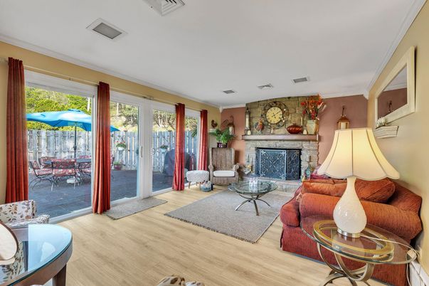 Fireplace, Interior, Living room, Stone Walls, Wood Texture Flooring