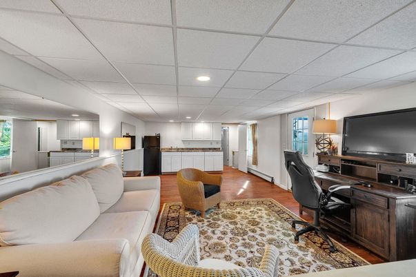 Home Office, Interior, Kitchen, Living room, Recessed Lighting, Wood Texture Flooring