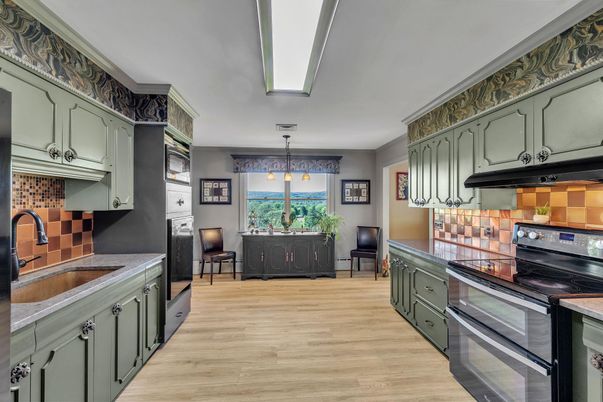 Interior, Kitchen, Pendant Lights, Wood Texture Flooring