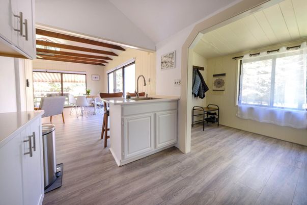 Dining room, Interior, Kitchen, Wooden Beams, Wood Texture Flooring