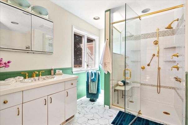 Bathroom, Glass Shower, Interior, Recessed Lighting