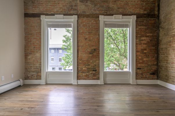Empty room, Interior, Stone Walls, Wood Texture Flooring