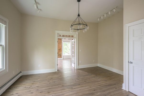 Chandelier, Empty room, Interior, Pendant Lights, Wood Texture Flooring