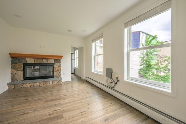 Empty room, Fireplace, Interior, Wood Texture Flooring