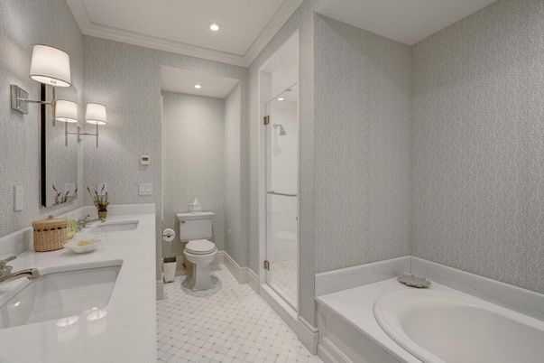 Bathroom, Dual Sink Vanities, Glass Shower, Interior, Recessed Lighting