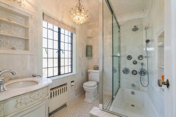 Bathroom, Chandelier, Glass Shower, Interior