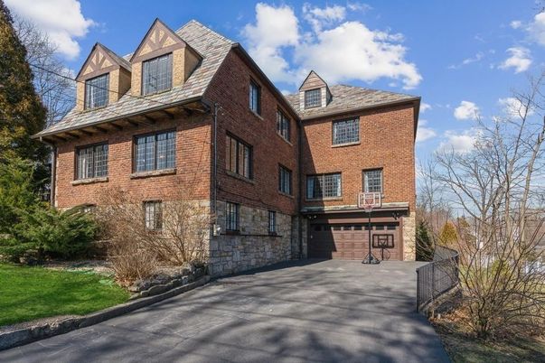 Attached, Exterior, Facade, Brick Facade, Tudor Revival